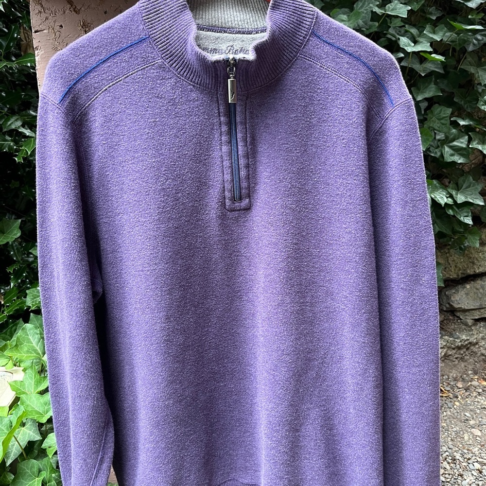Tommy Bahama Men's Zip-Up Purple Sweater 100% cotton.